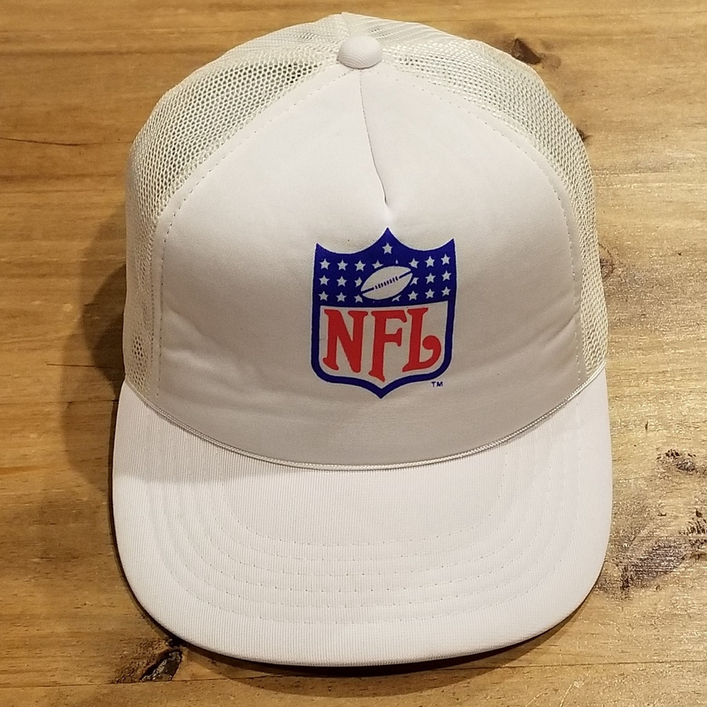 Vintage NFL Shield Logo Hat Snapback Trucker White One Size 80s 90s